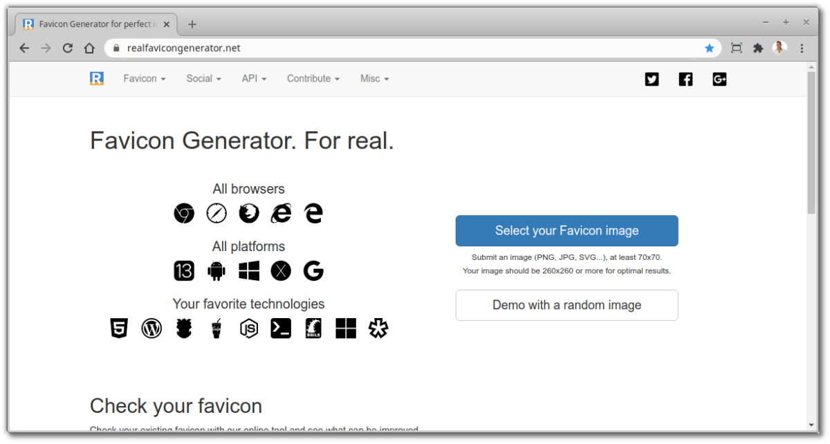 Free Online Developer Tools - Real Favicon Generator