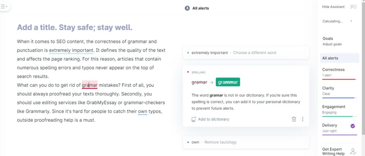 Write SEO content - Grammarly