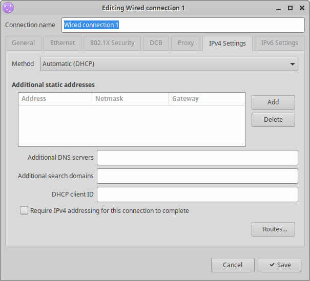 Xubuntu 20.04 IPv4 settings