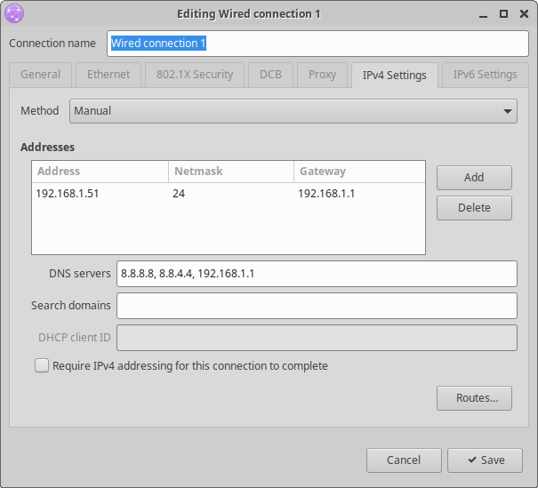Xubuntu 20.04 IPv4 settings modified