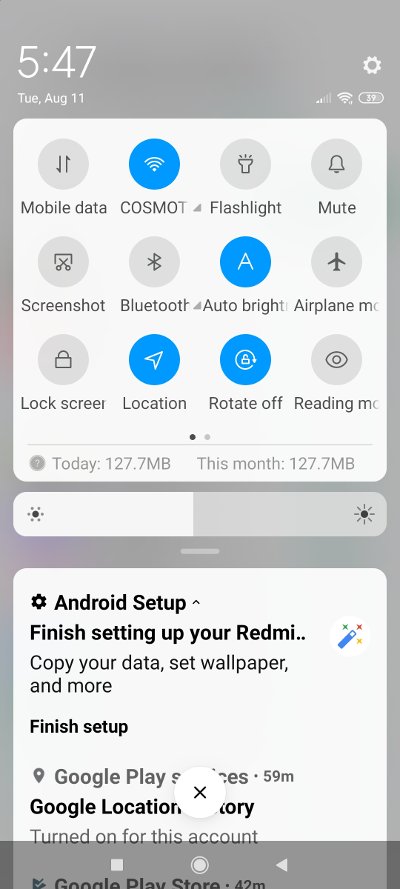 Xiaomi Redmi Note 9 Pro Top Menu