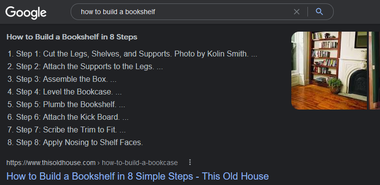 'how to' featured snippet