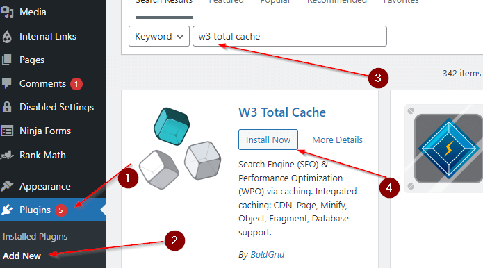 Install W3 Total Cache